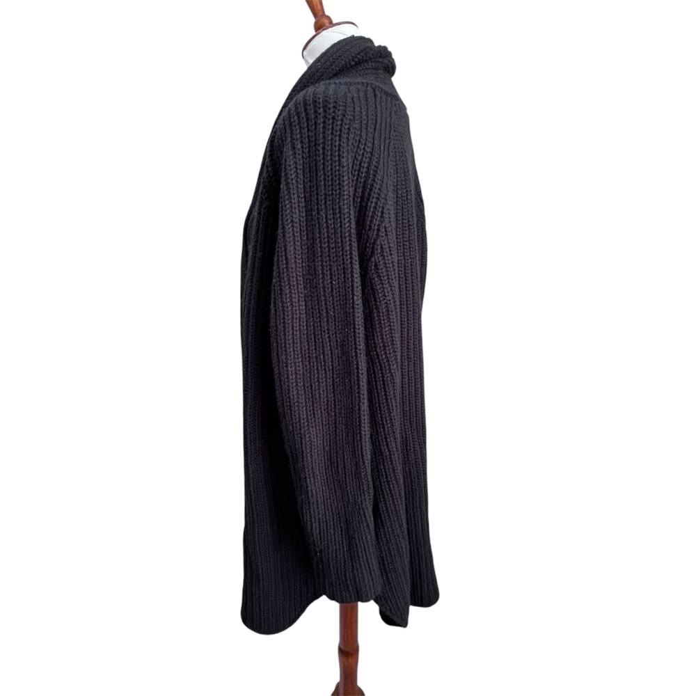 Max Studio Woman Black Cable Knit acrylic/wool blend open cardigan size 1X - Picture 2 of 6